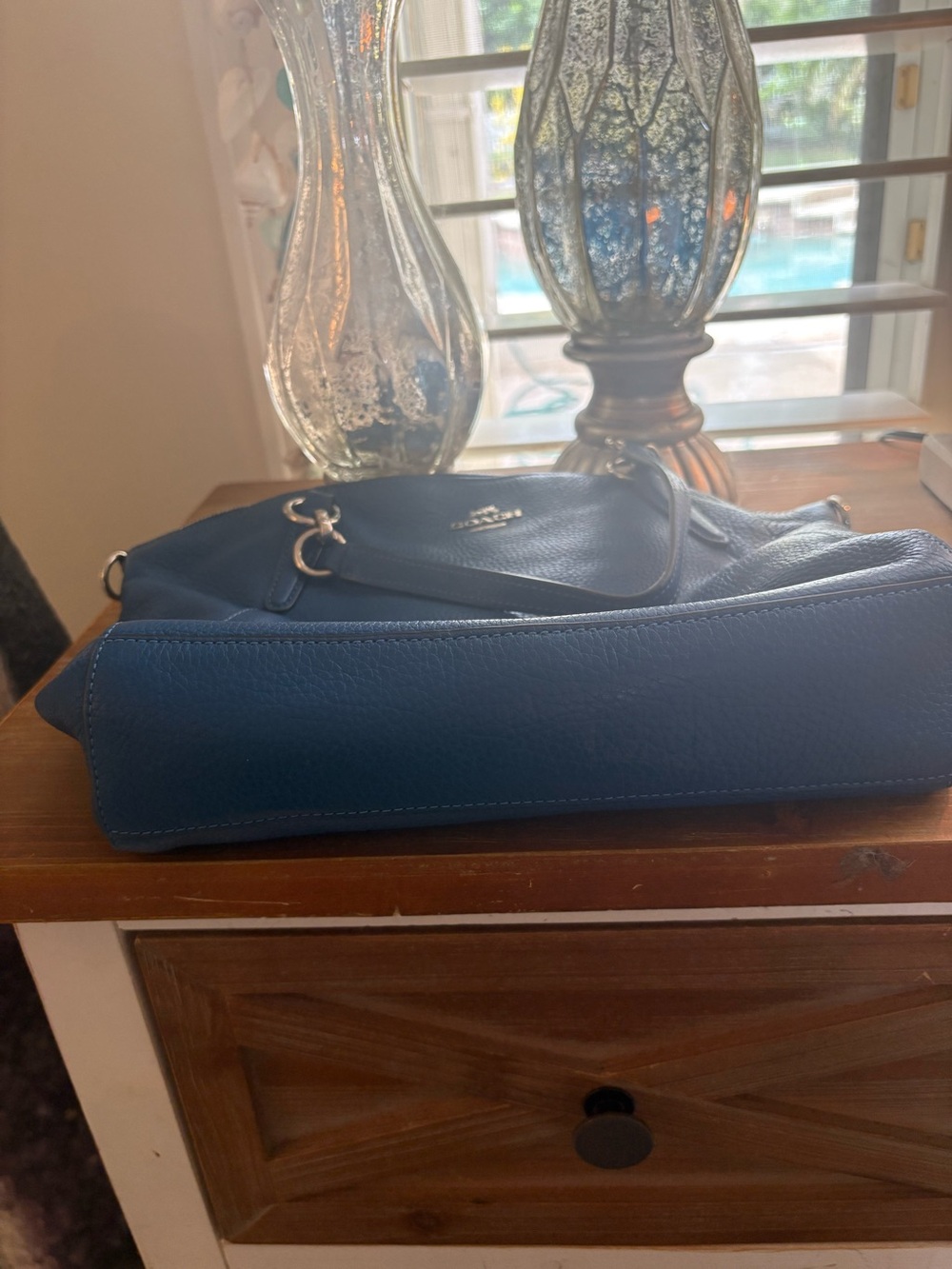 Coach Blue Pebbled Leather Sachet Bag - Picture 5 of 7